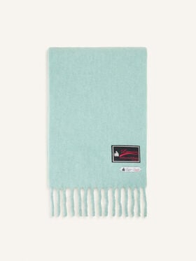 Lanvin SCHAL AUS WOLLE MIT FRANSEN UND 22-FAUBOURG-ETIKETT Wassergrün AWSAPSC5WSETA26