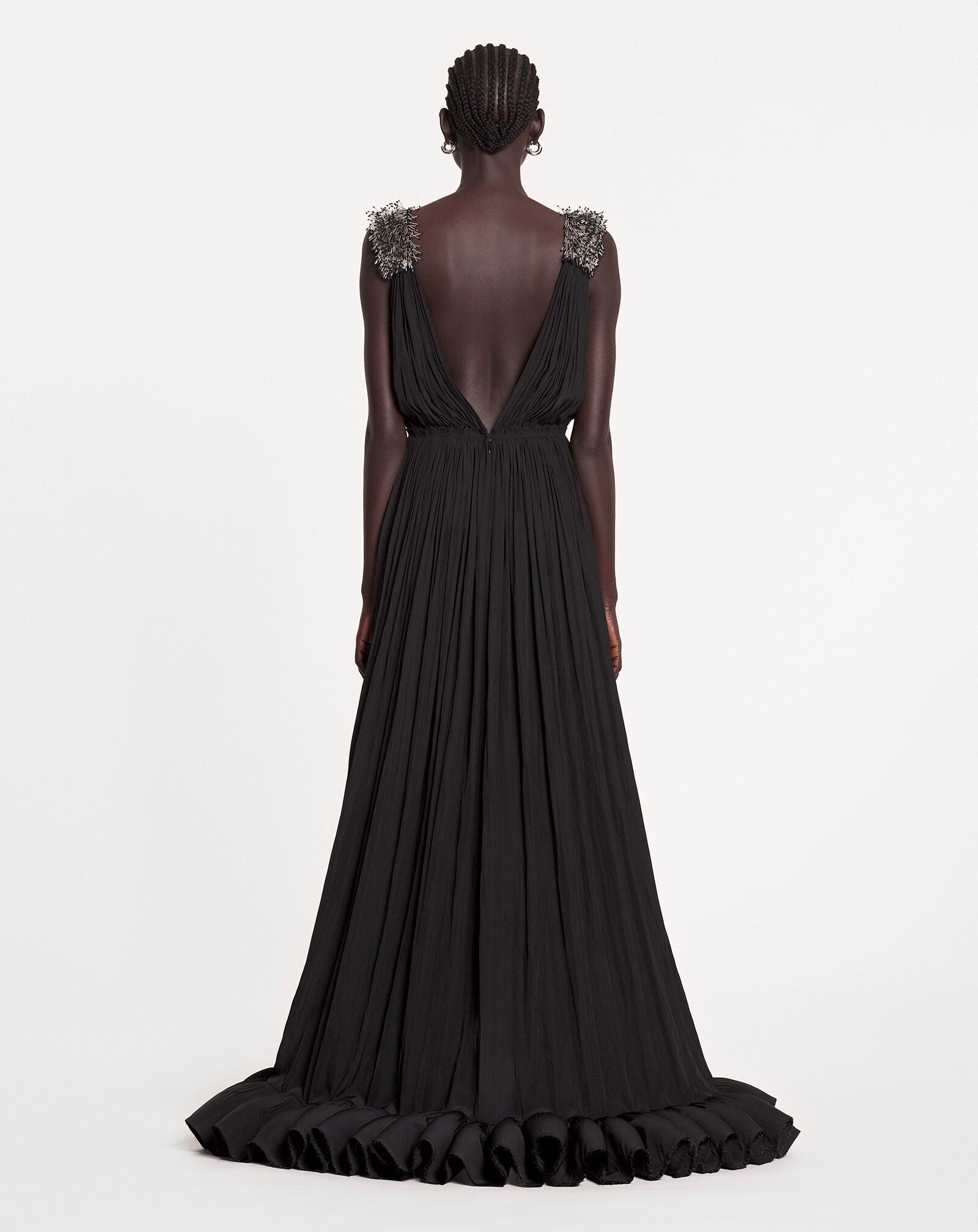 ROBE DU SOIR LONGUE EN CHARMEUSE BRODÉE Lanvin ROBE DU SOIR LONGUE EN CHARMEUSE BRODÉE Noir RWDR90354778A23
