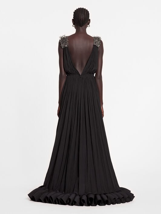 ROBE DU SOIR LONGUE EN CHARMEUSE BRODÉE Lanvin ROBE DU SOIR LONGUE EN CHARMEUSE BRODÉE Noir RWDR90354778A23