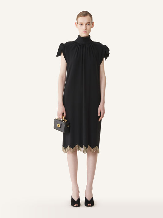 Lanvin ROBE À NŒUDS BRODÉE EN SABLÉ Noir RWDR91276388A26
