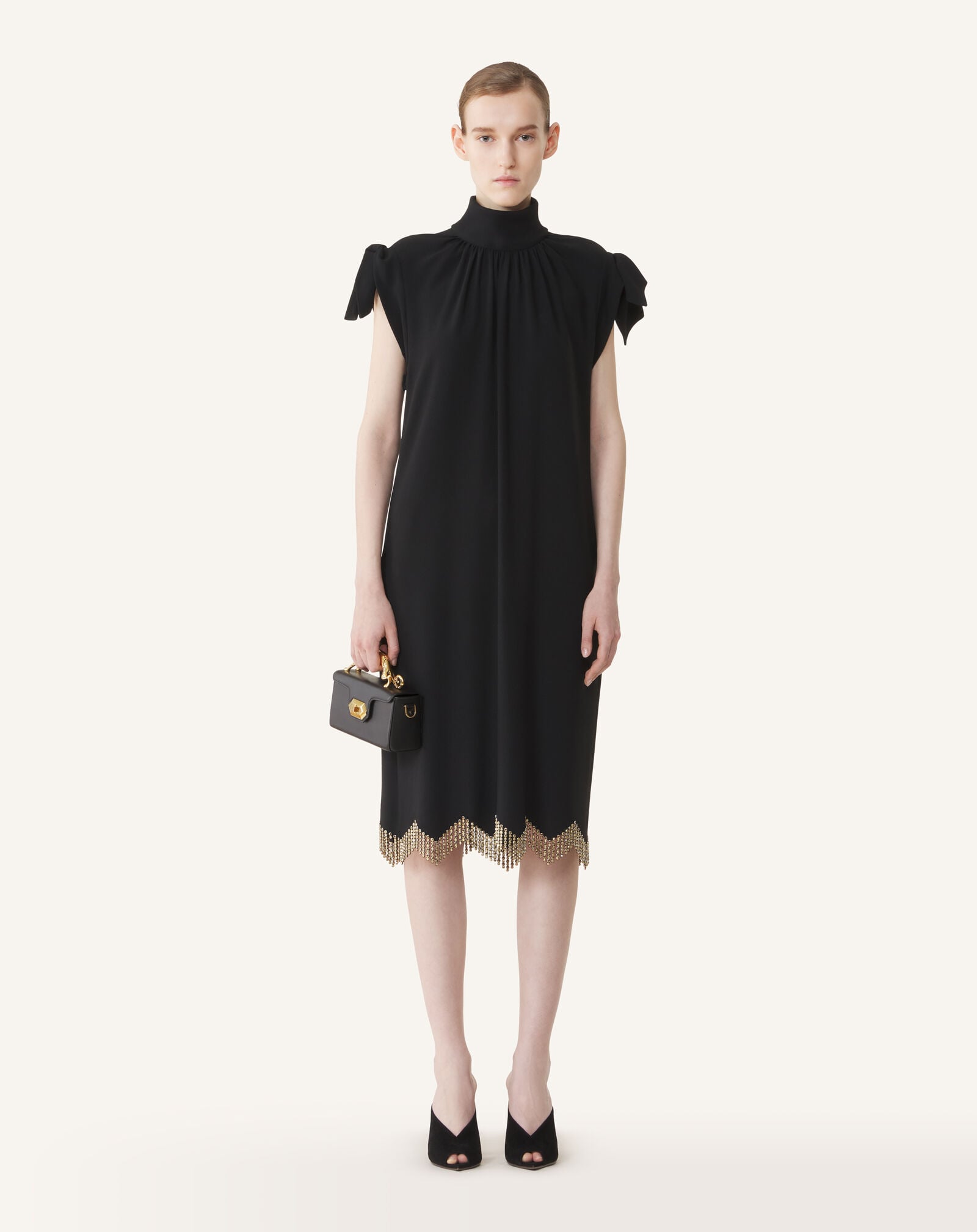 Lanvin ROBE À NŒUDS BRODÉE EN SABLÉ Noir RWDR91276388A26