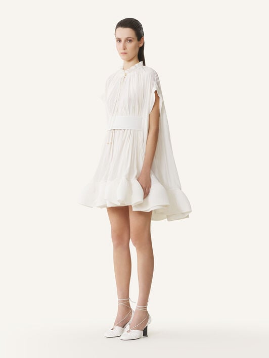 KURZES KLEID AUS CHARMEUSE Lanvin KURZES KLEID AUS CHARMEUSE Gebrochenes Weiß RWDR209U4778H20