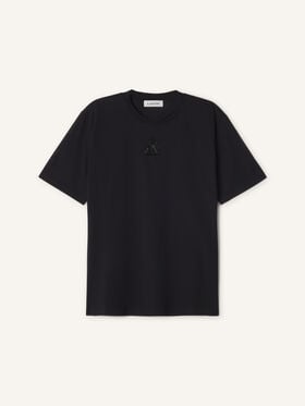 MOTHER AND CHILD EMBROIDERED COTTON JERSEY T-SHIRT Lanvin MOTHER AND CHILD EMBROIDERED COTTON JERSEY T-SHIRT Black RMTS0012J320E26