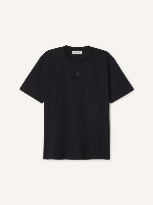 T-SHIRT MOTHER AND CHILD AUS BESTICKTEM BAUMWOLLJERSEY Lanvin T-SHIRT MOTHER AND CHILD AUS BESTICKTEM BAUMWOLLJERSEY Schwarz RMTS0012J320E26