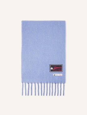 Lanvin SCHAL AUS WOLLE MIT FRANSEN UND 22-FAUBOURG-ETIKETT Hellblau AWSAPSC5WSETA26