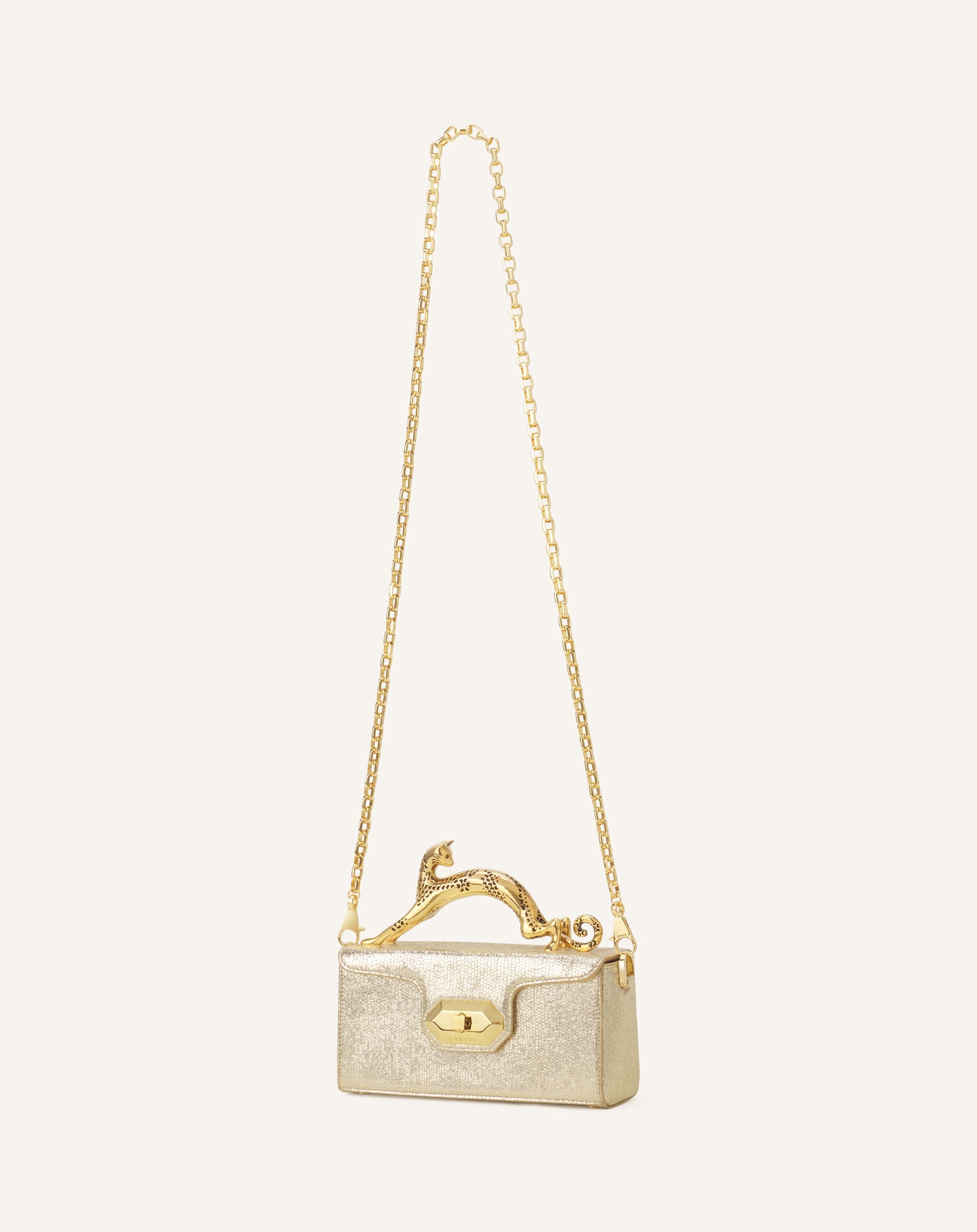 PENCIL CAT NANO BAG IN CRACKLED METALLIC LEATHER Lanvin PENCIL CAT NANO BAG IN CRACKLED METALLIC LEATHER Gold LWBGBR04MCCAA26