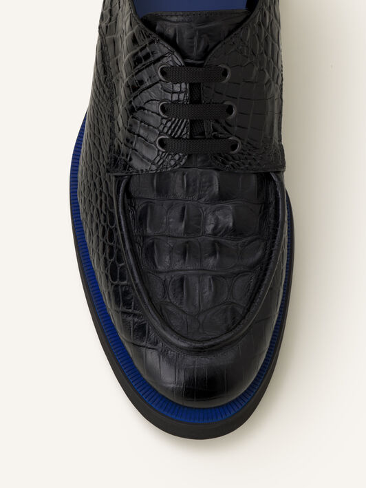 Lanvin LACE UP CROCO Black/Blue FMSHGY00CROCA26