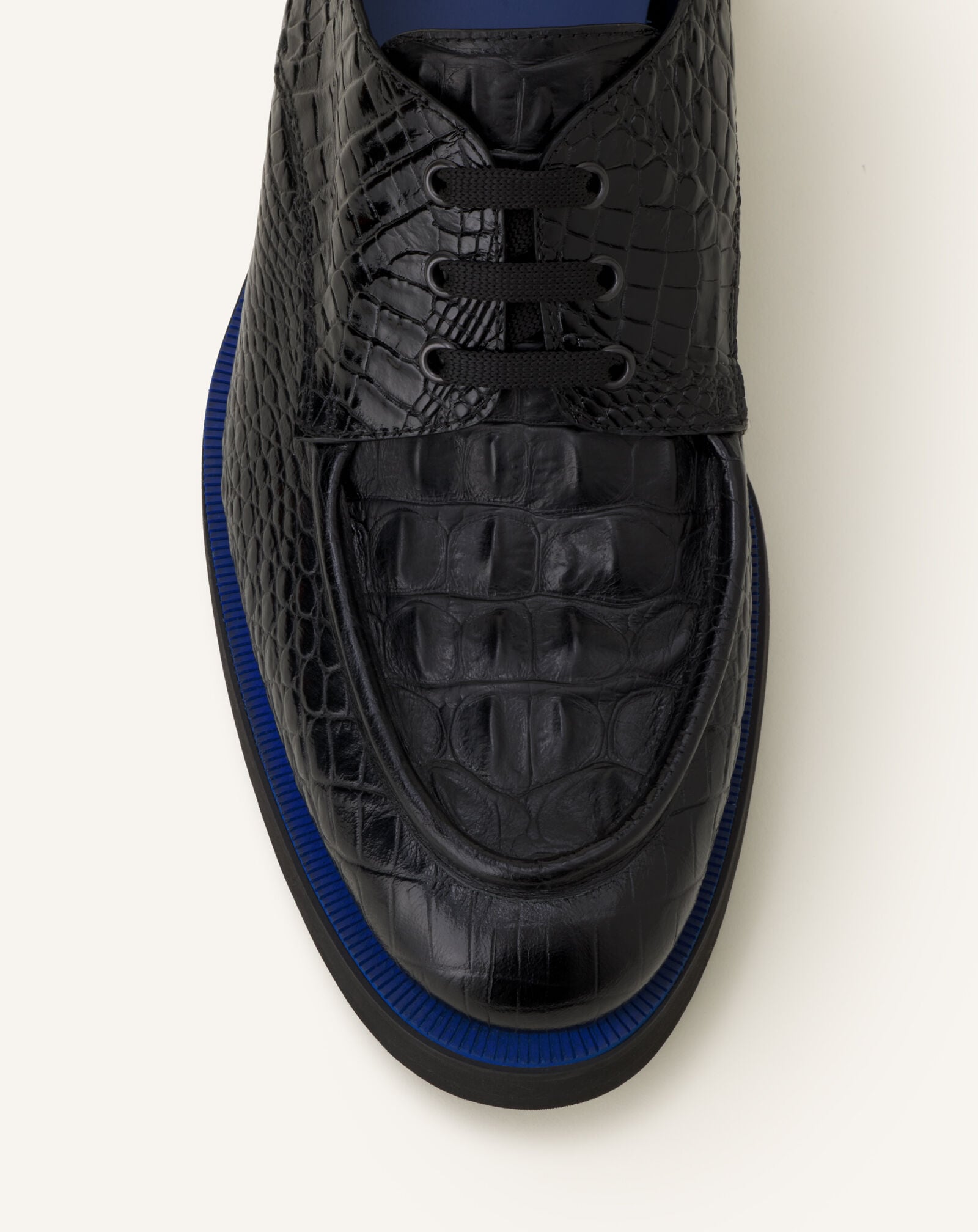 Lanvin LACE UP CROCO Black/Blue FMSHGY00CROCA26