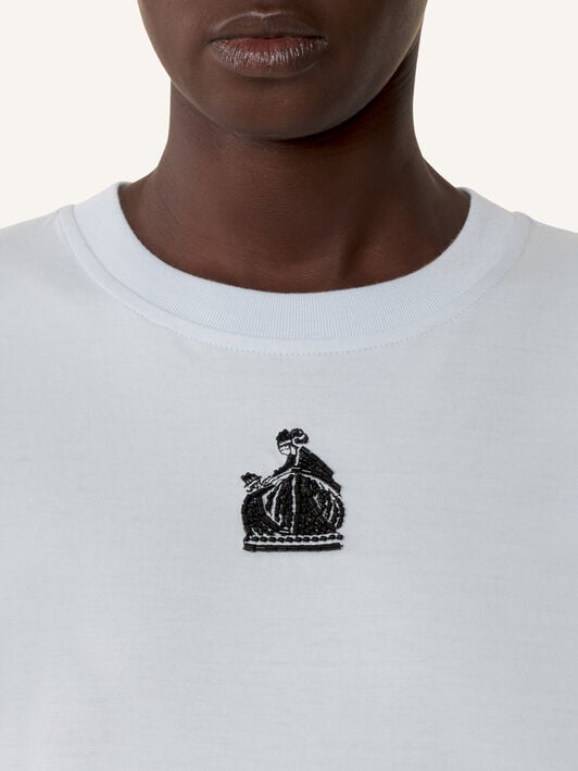 CAMISETA MOTHER AND CHILD DE PUNTO DE ALGODÓN BORDADO Lanvin CAMISETA MOTHER AND CHILD DE PUNTO DE ALGODÓN BORDADO Azul cielo RWTS0030J320E26