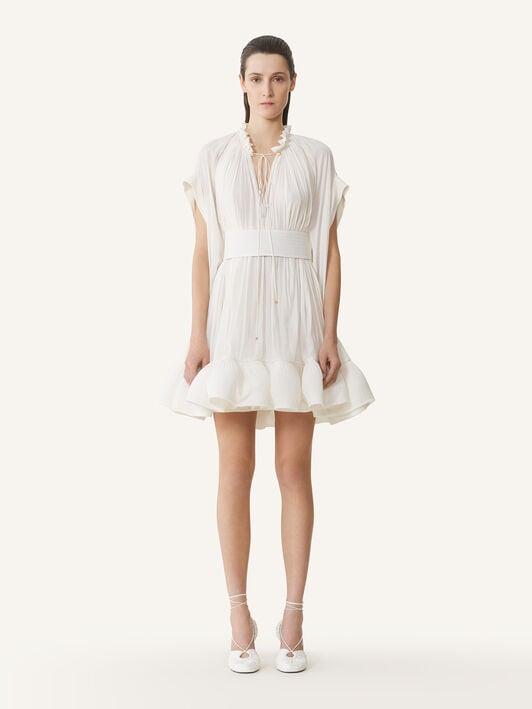 KURZES KLEID AUS CHARMEUSE Lanvin KURZES KLEID AUS CHARMEUSE Gebrochenes Weiß RWDR209U4778H20