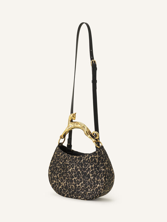 SAC HOBO CAT EN RAPHIA IMPRIMÉ LÉOPARD Lanvin SAC HOBO CAT EN RAPHIA IMPRIMÉ LÉOPARD Beige/Noir LWBGSHC1RALEP26