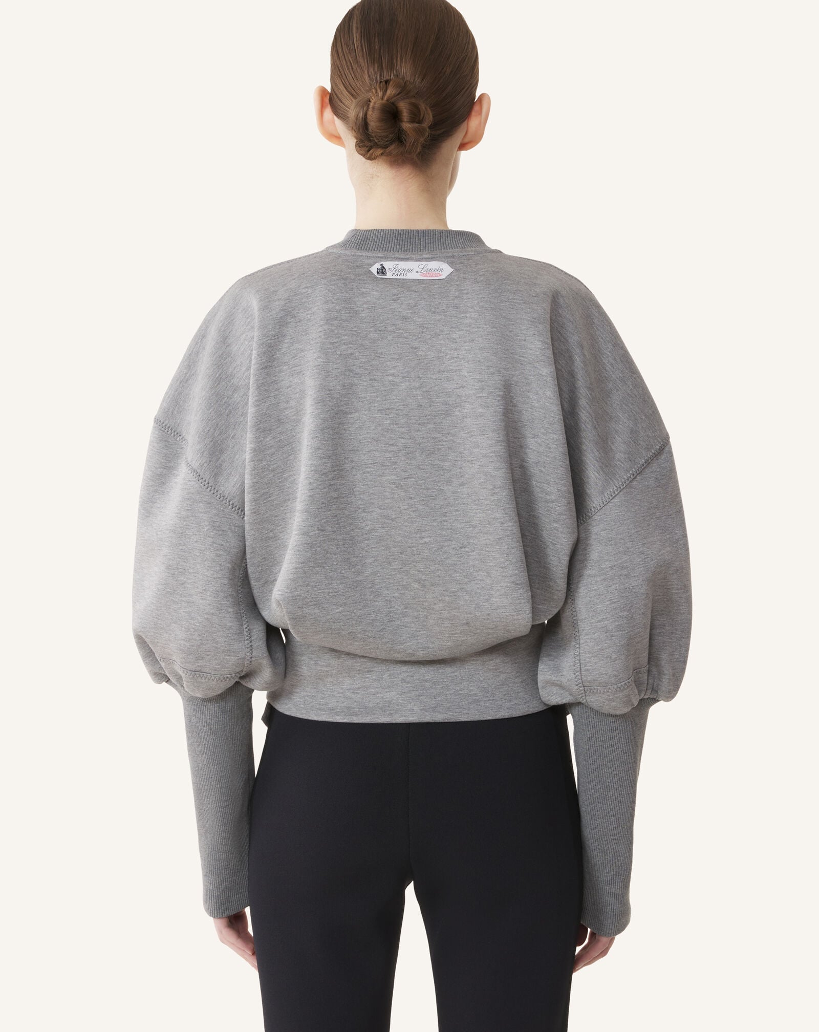 SWEATSHIRT CEINTURÉ EN JERSEY DOUBLE FACE Lanvin SWEATSHIRT CEINTURÉ EN JERSEY DOUBLE FACE Gris Clair/Noir RWSS0007J056A26