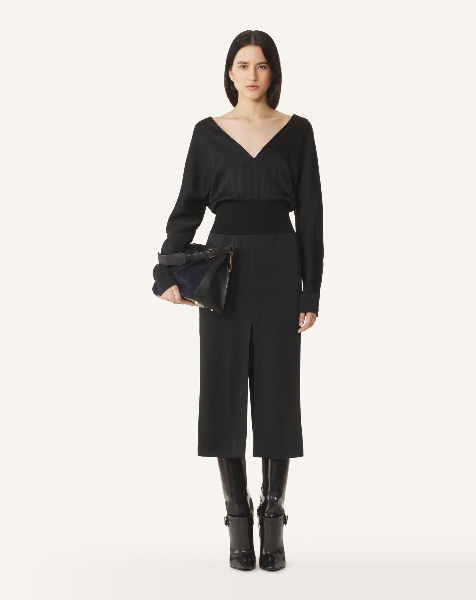 FITTED WAIST V-NECK DRESS Lanvin FITTED WAIST V-NECK DRESS Black RWDR00726390H26
