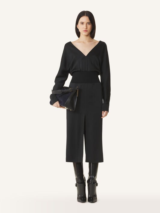 FITTED WAIST V-NECK DRESS Lanvin FITTED WAIST V-NECK DRESS Black RWDR00726390H26