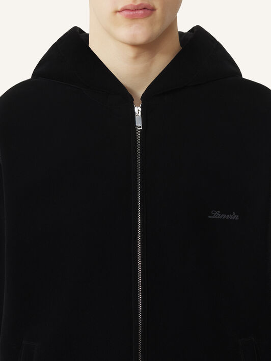 Lanvin ZIPPED VELVET HOODIE Black RMHO0013F012A26