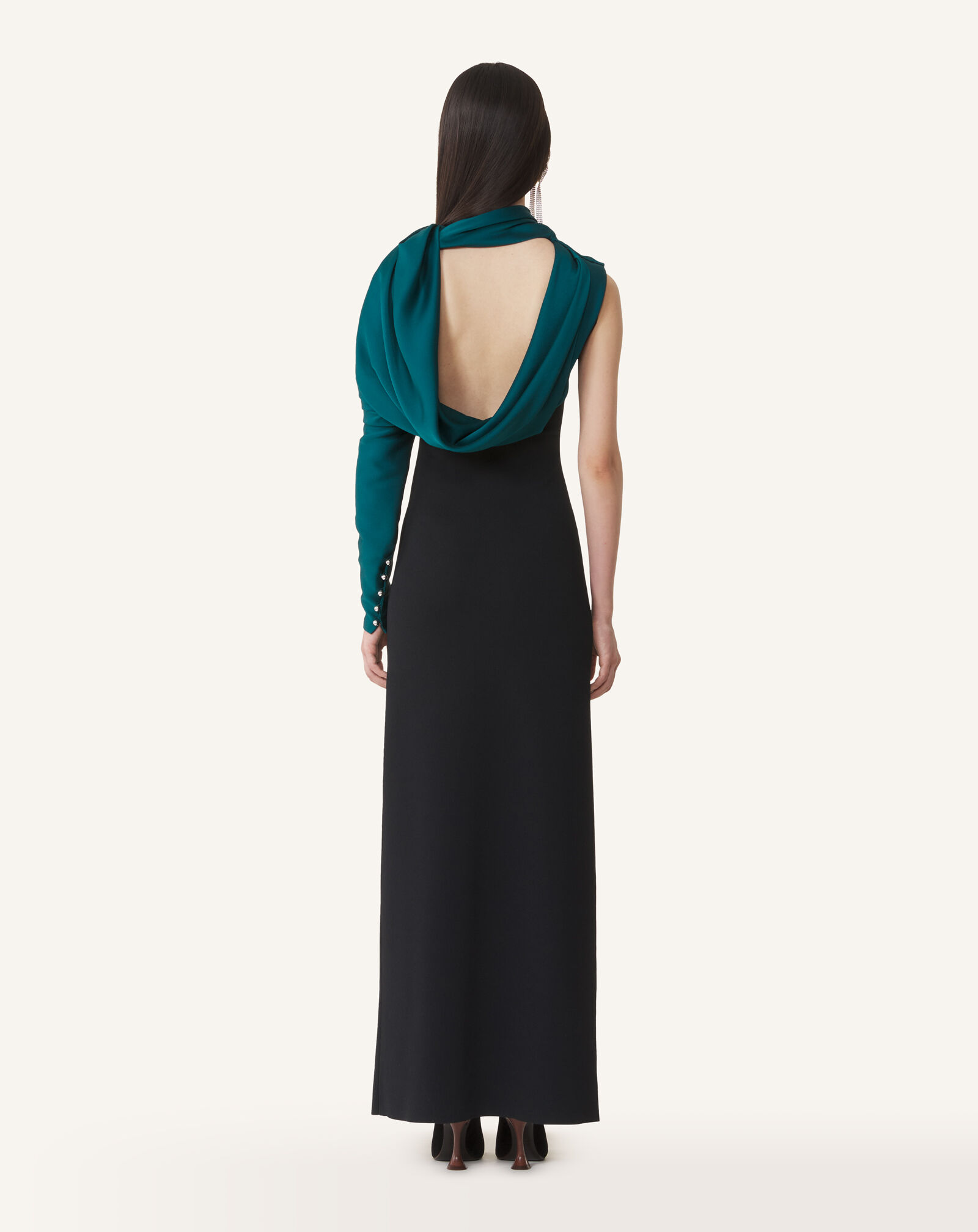Lanvin ROBE ASYMÉTRIQUE EN MAILLE Noir/Vert RWDR0023K126A26
