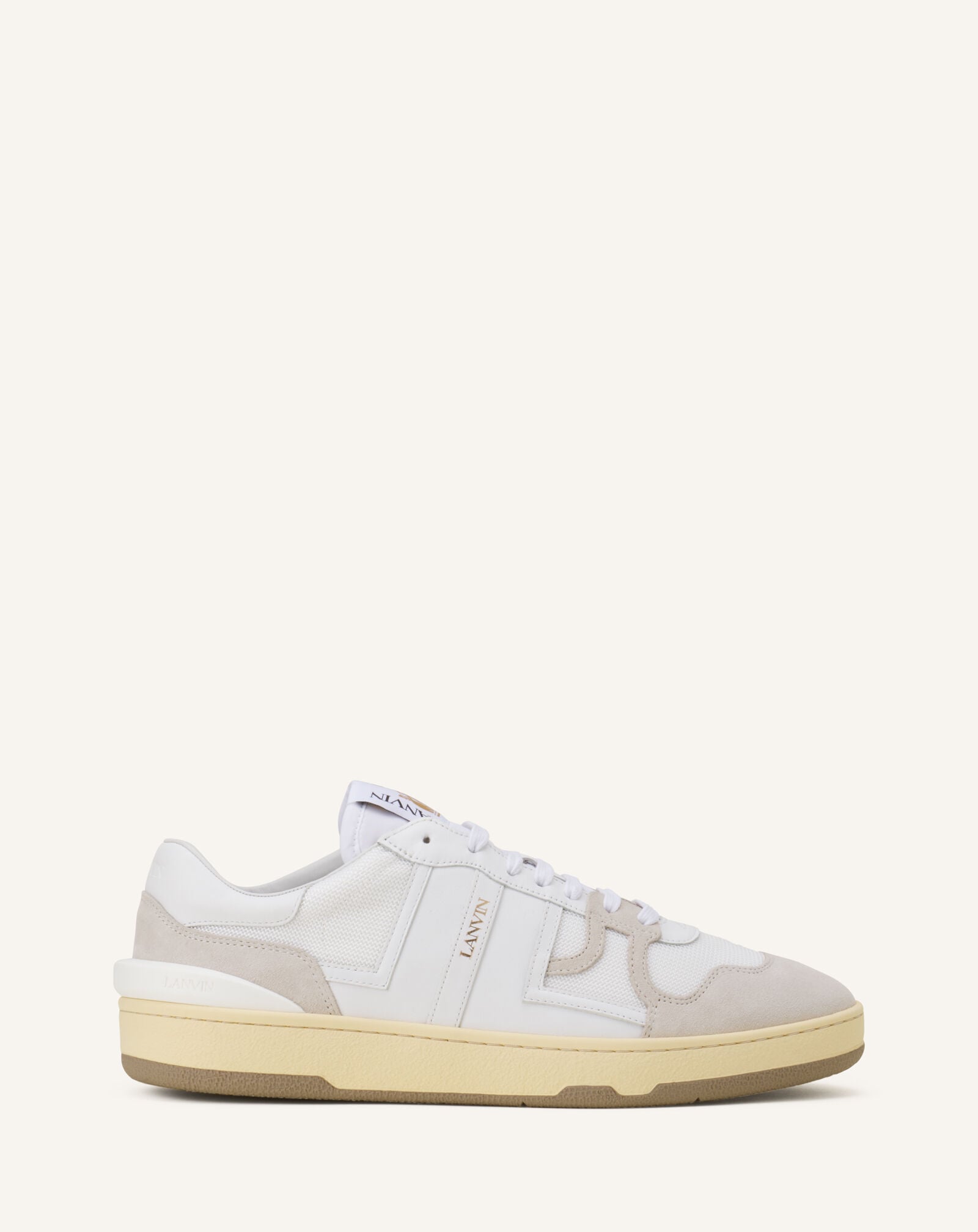 CLAY SNEAKERS IN MESH AND LEATHER in White | Lanvin®