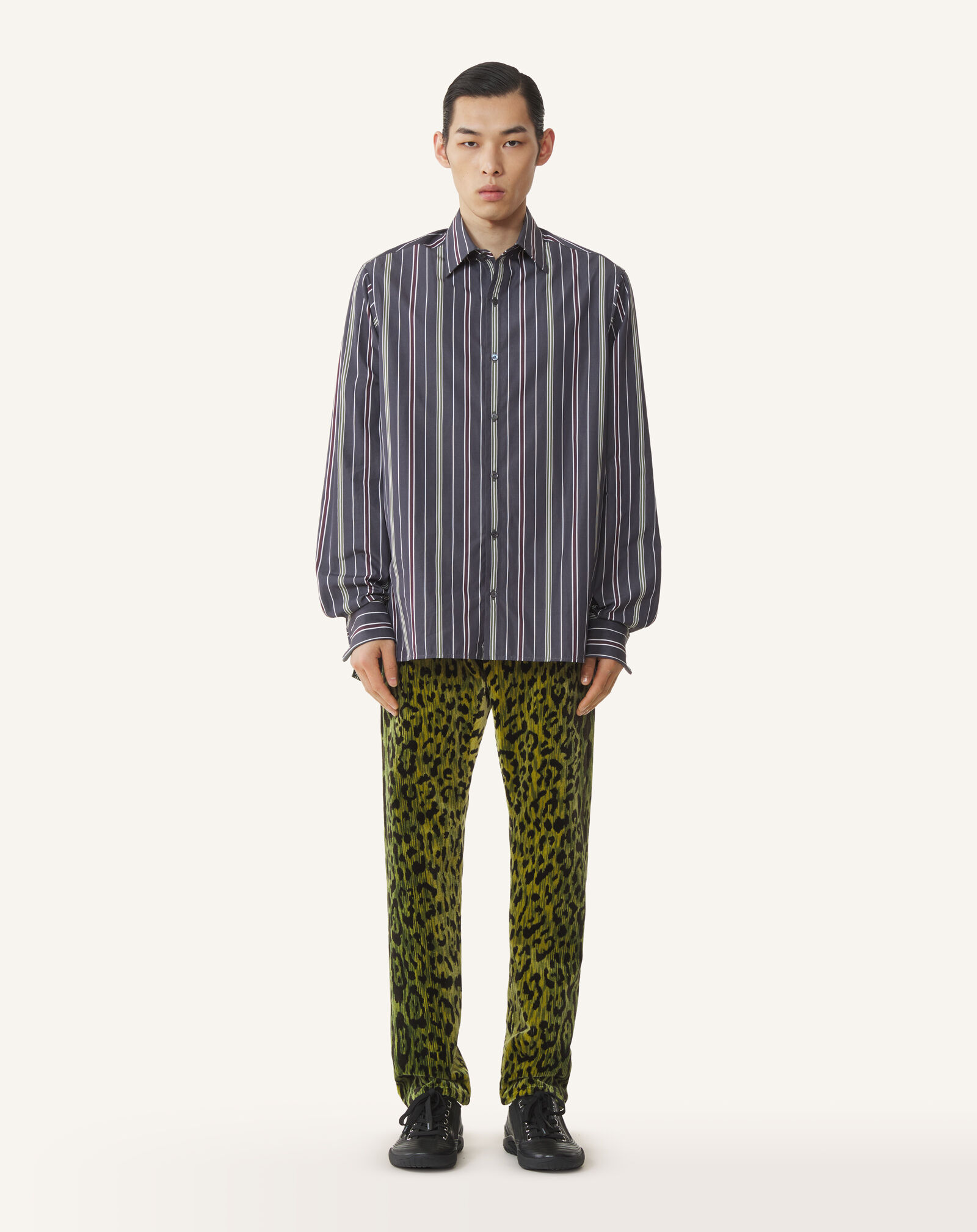 STRIPED SHIRT Lanvin STRIPED SHIRT Charcoal/Sauge RMSI01076396A26