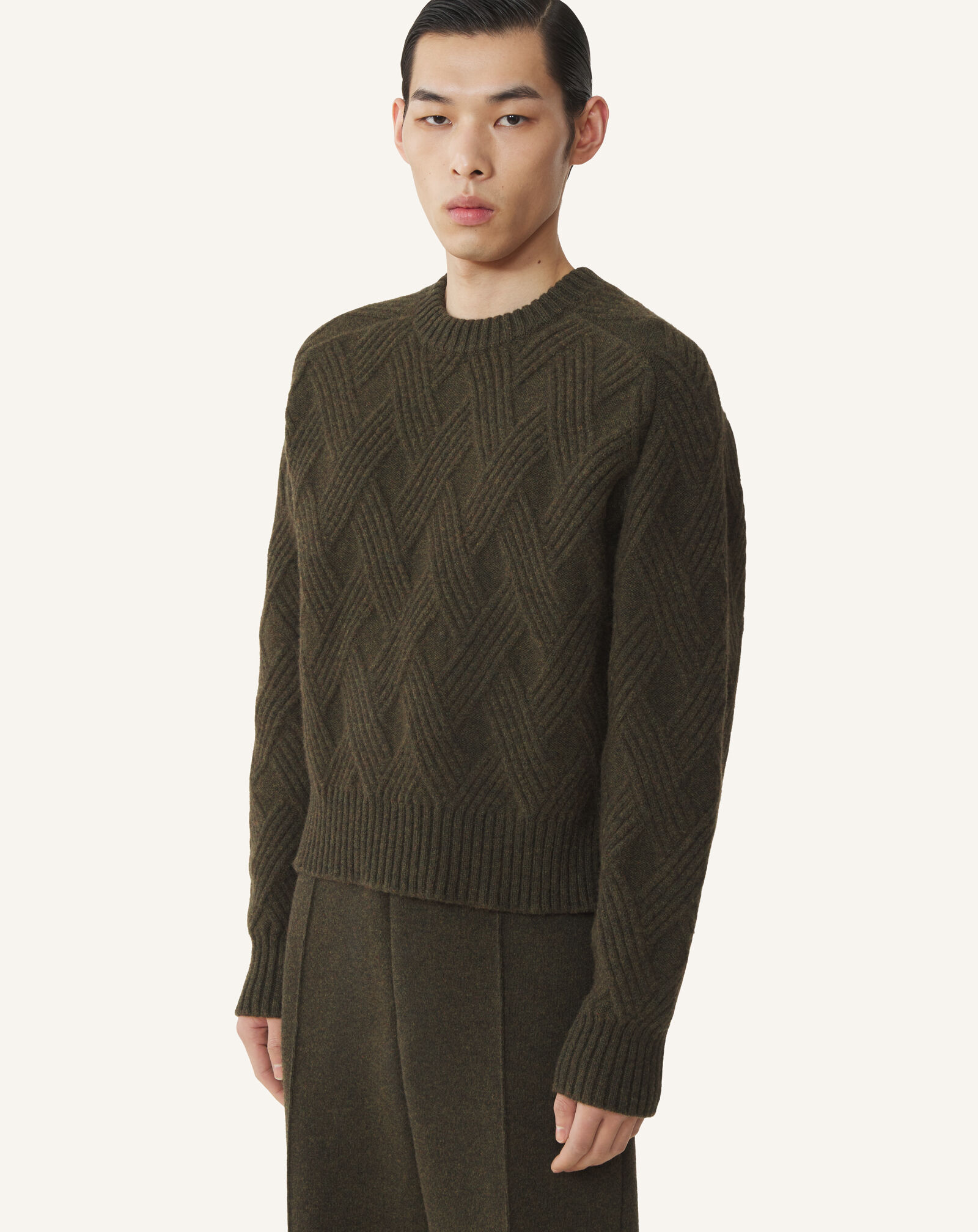 PULL EN LAINE TORSADÉE Lanvin PULL EN LAINE TORSADÉE Ébène RMPO0009K066A26