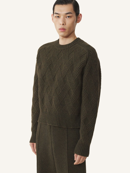 PULL EN LAINE TORSADÉE Lanvin PULL EN LAINE TORSADÉE Ébène RMPO0009K066A26