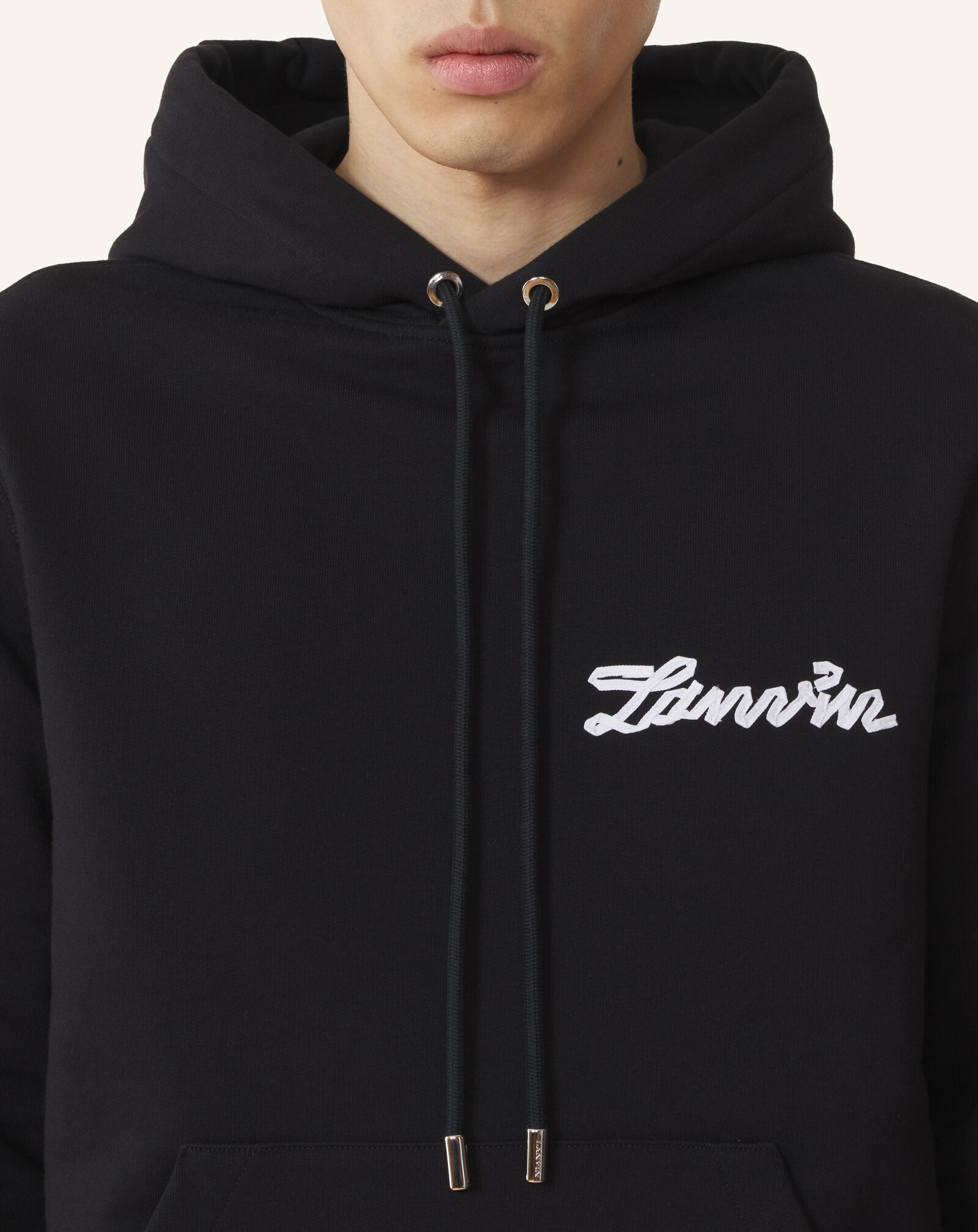 FELPA CON CAPPUCCIO LANVIN RIBBON IN COTONE Lanvin FELPA CON CAPPUCCIO LANVIN RIBBON IN COTONE Nero RMHO0055F305A26