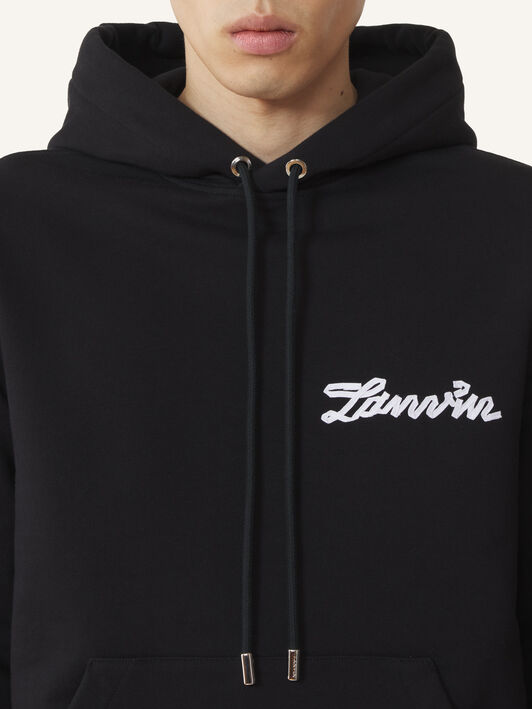 FELPA CON CAPPUCCIO LANVIN RIBBON IN COTONE Lanvin FELPA CON CAPPUCCIO LANVIN RIBBON IN COTONE Nero RMHO0055F305A26