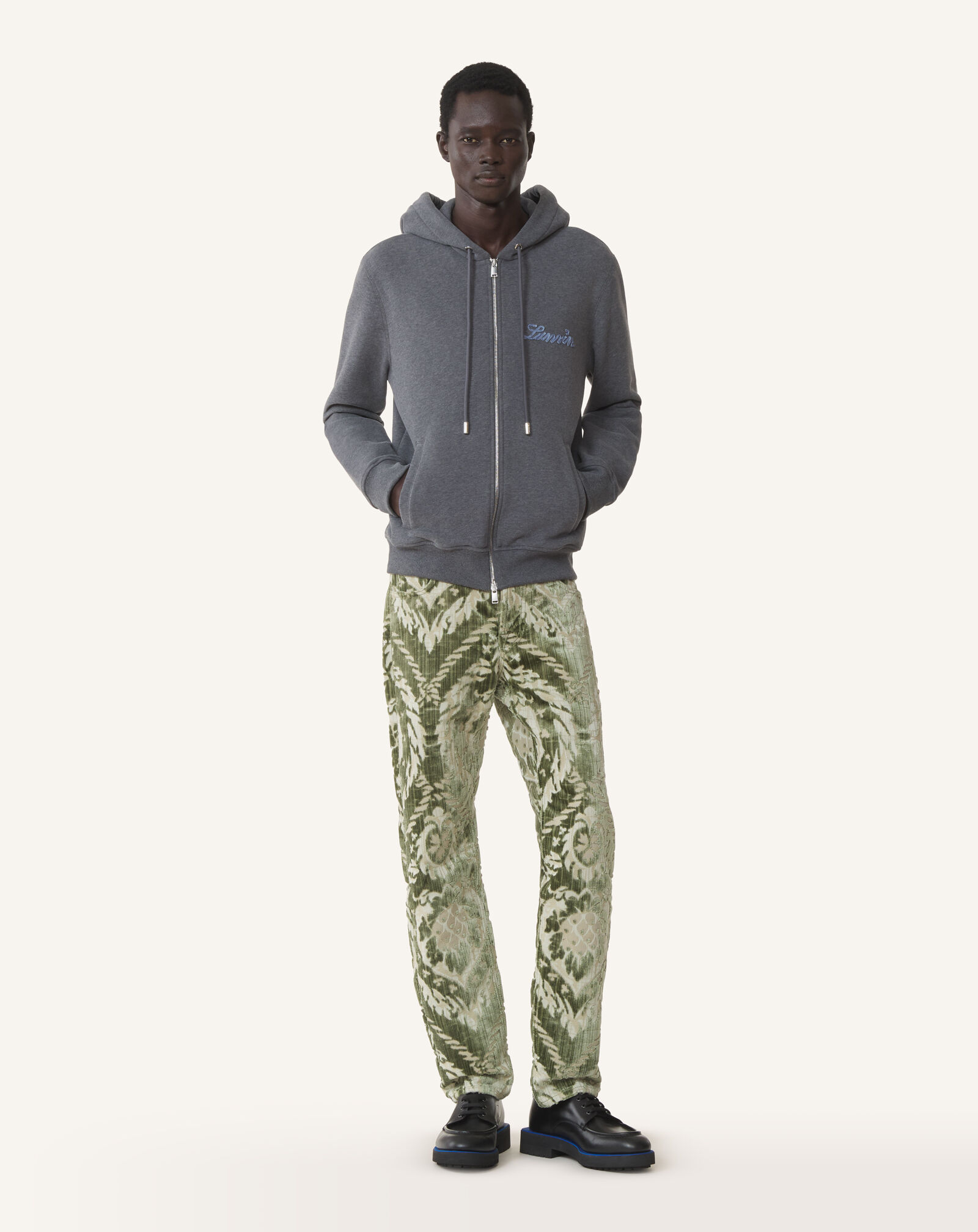 FELPA CON CAPPUCCIO E ZIP LANVIN RIBBON IN COTONE E CASHMERE Lanvin FELPA CON CAPPUCCIO E ZIP LANVIN RIBBON IN COTONE E CASHMERE Antracite RMHO0007F013A26