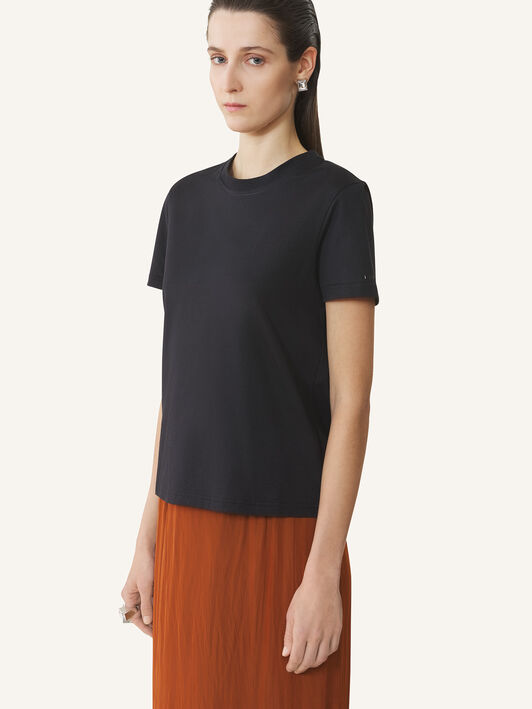 COTTON T-SHIRT WITH RIBBON DETAIL Lanvin COTTON T-SHIRT WITH RIBBON DETAIL Black RWTS0024J040H25
