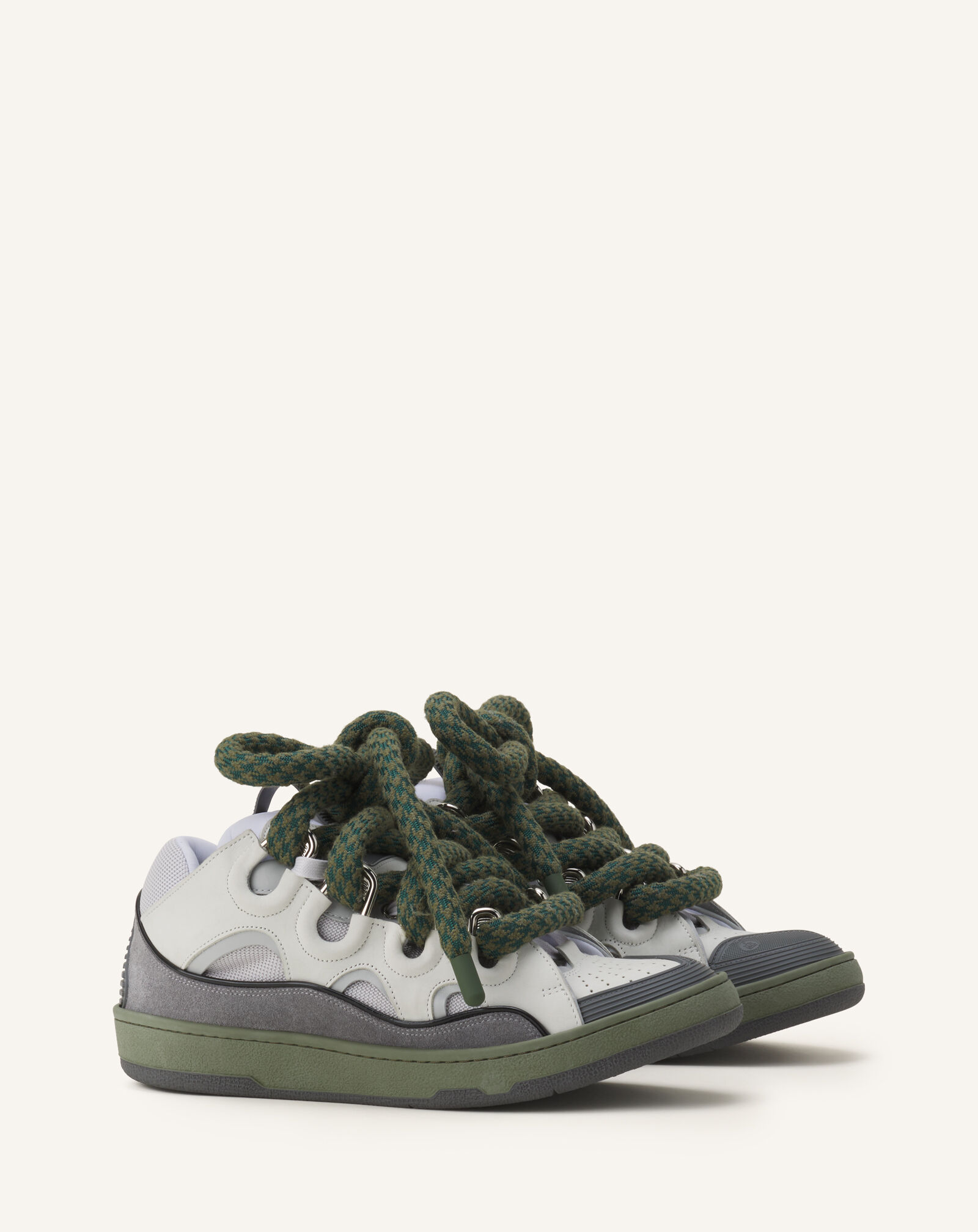 SNEAKERS CURB EFFET SERPENT EN CUIR Lanvin SNEAKERS CURB EFFET SERPENT EN CUIR Gris clair/Vert FUSKDK12DRCOH25