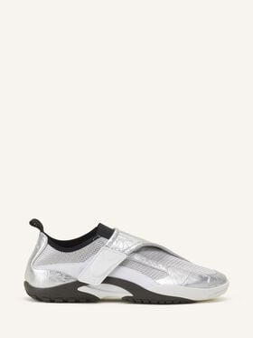 Lanvin SNEAKER LNV1 EN CUIR METALLISE FROISSE Noir/Argent FUSKDK0IKNMCE26