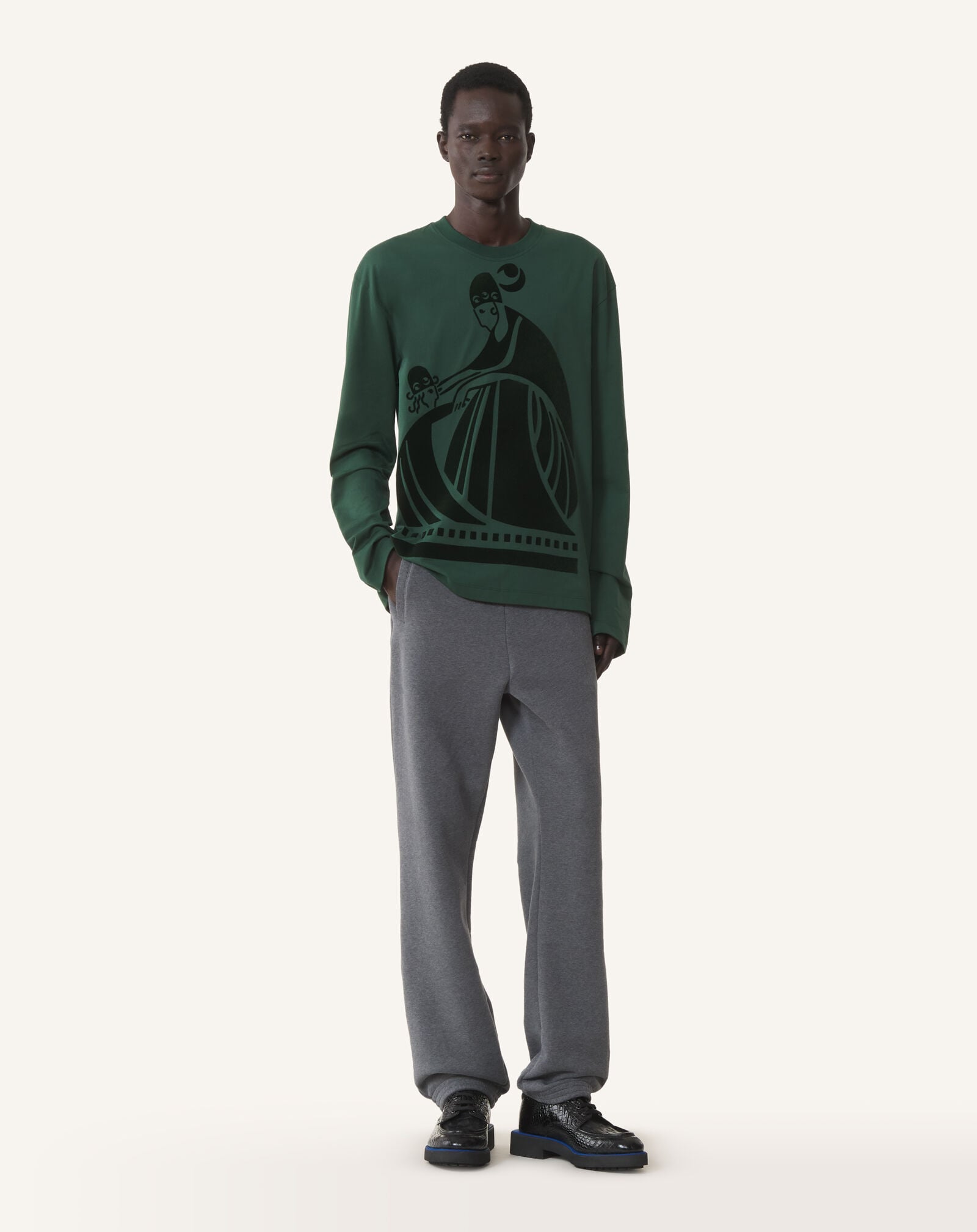 Lanvin M&D LOGO LONG-SLEEVE T-SHIRT Pine Green RMTS0052J040A26