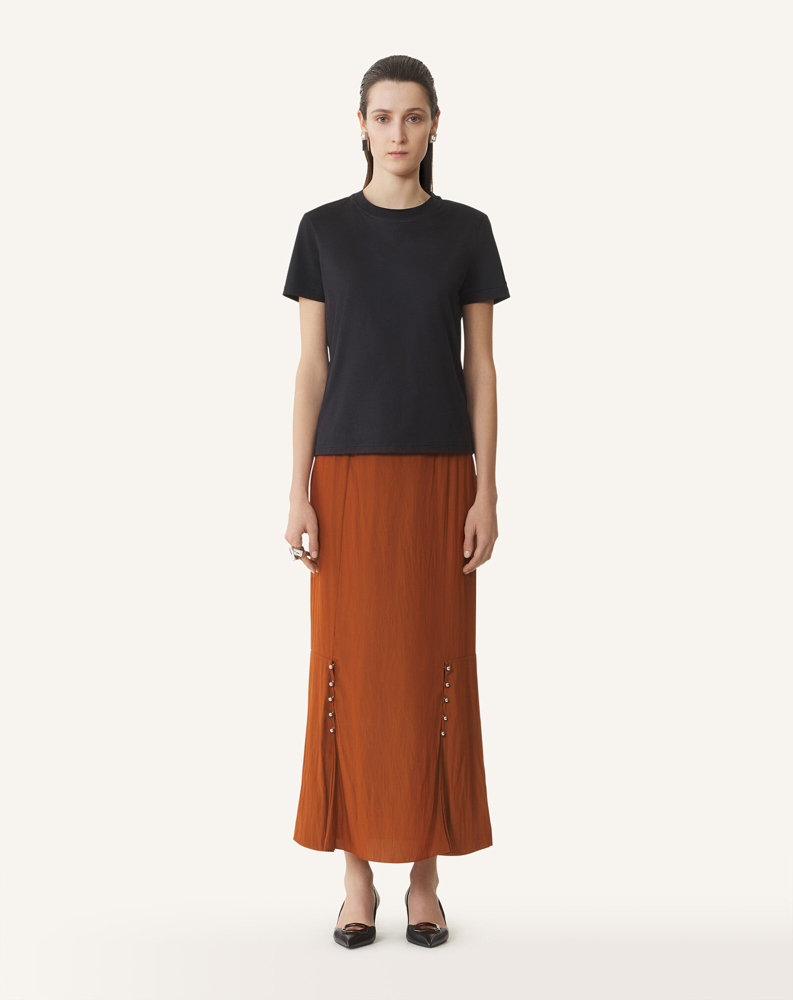 COTTON T-SHIRT WITH RIBBON DETAIL Lanvin COTTON T-SHIRT WITH RIBBON DETAIL Black RWTS0024J040H25