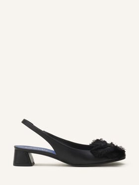 Lanvin BALLERINA SLINGBACK CON TACCO IN PELLE Nero FWPUMP1DNAPAA26
