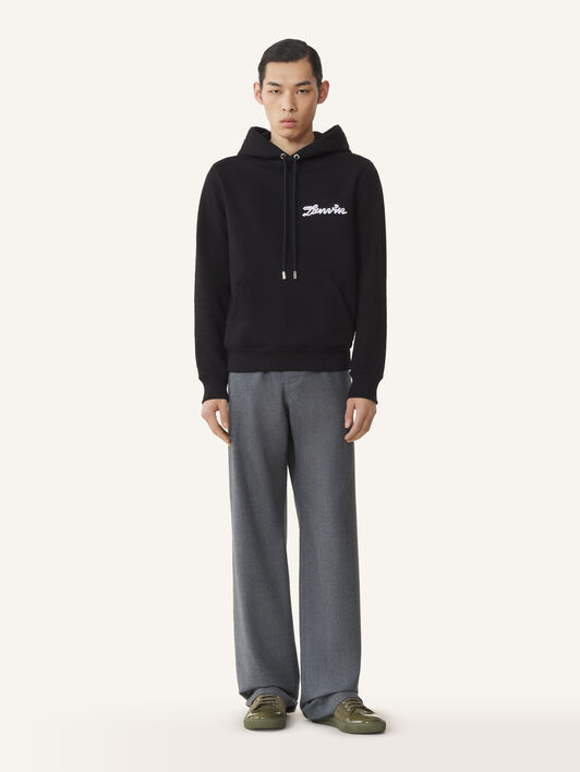 FELPA CON CAPPUCCIO LANVIN RIBBON IN COTONE Lanvin FELPA CON CAPPUCCIO LANVIN RIBBON IN COTONE Nero RMHO0055F305A26