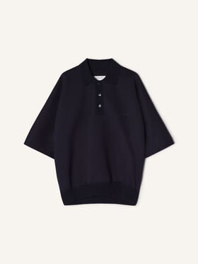 LOOSE-FIT DOUBLE-FACE JERSEY POLO SHIRT Lanvin LOOSE-FIT DOUBLE-FACE JERSEY POLO SHIRT Navy Blue/Black RMPL0051J056E26
