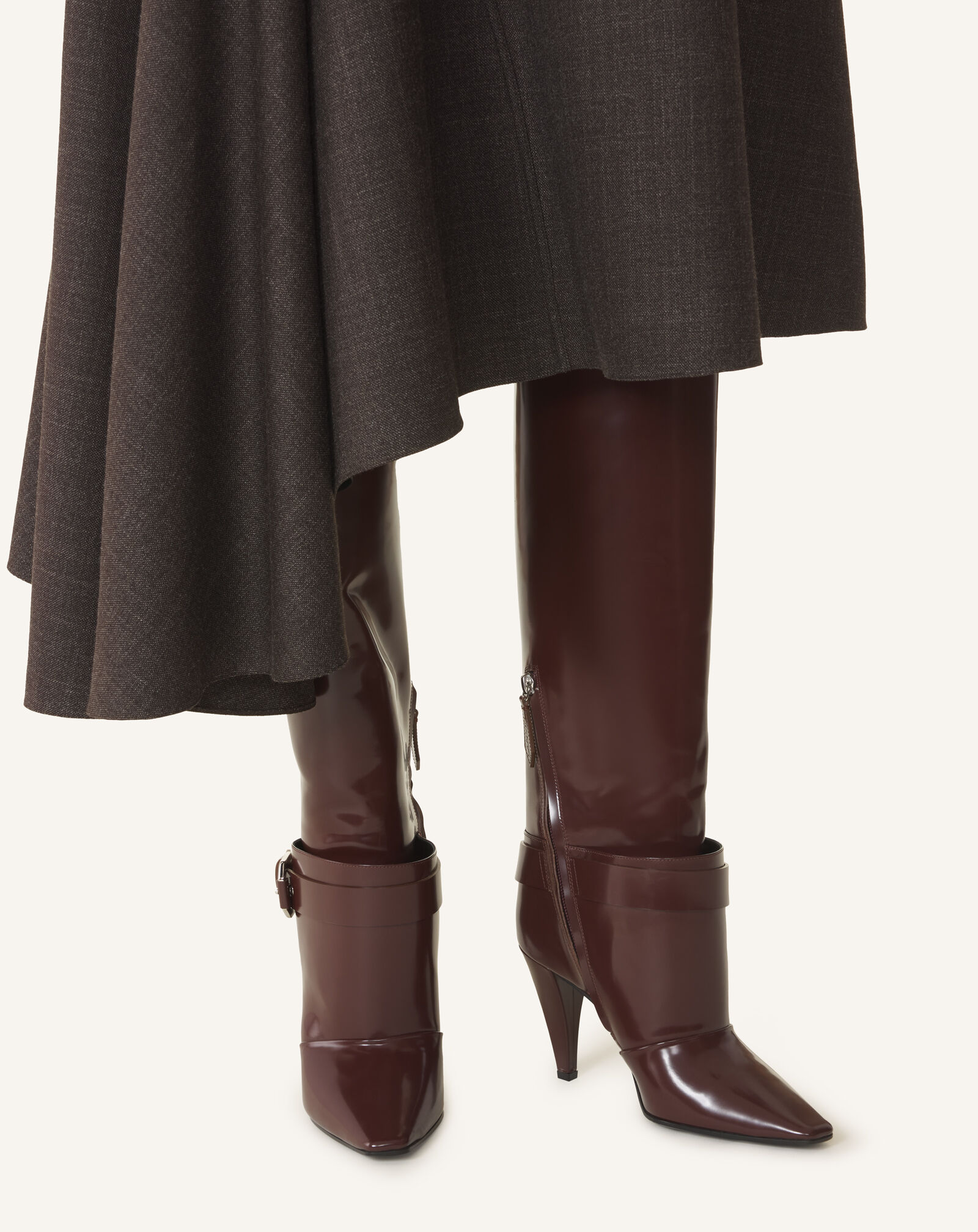 Lanvin KNEE BOOT POINTED TOE HIGH HEEL 90MM Brown FWBOMF07SPAZH26