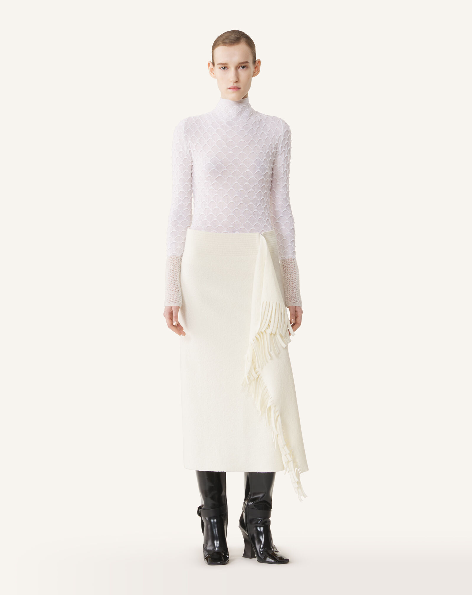 TOP DE CUELLO ALTO DE LANA Y MOHAIR Lanvin TOP DE CUELLO ALTO DE LANA Y MOHAIR Gris luna RWPO0005K123A26