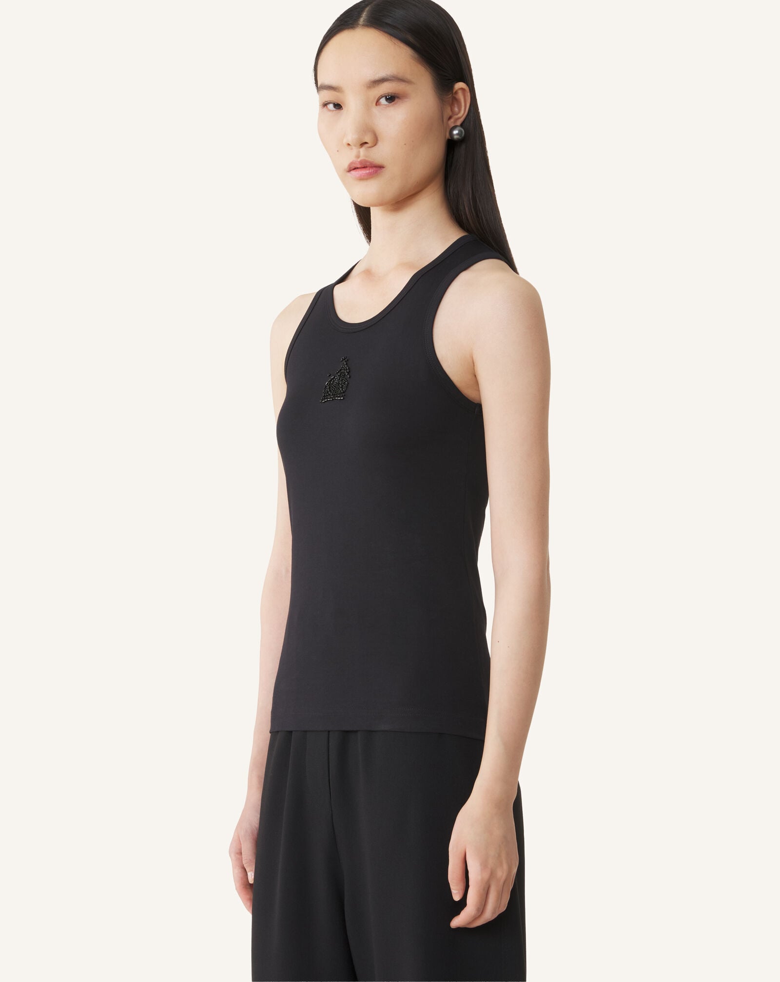 EMBROIDERED "M&D" LOGO TANK TOP Lanvin EMBROIDERED "M&D" LOGO TANK TOP Black RWTS0067J040A26