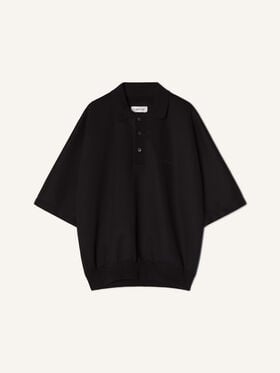 LOOSE-FIT DOUBLE-FACE JERSEY POLO SHIRT Lanvin LOOSE-FIT DOUBLE-FACE JERSEY POLO SHIRT Black/Navy Blue RMPL0051J056E26