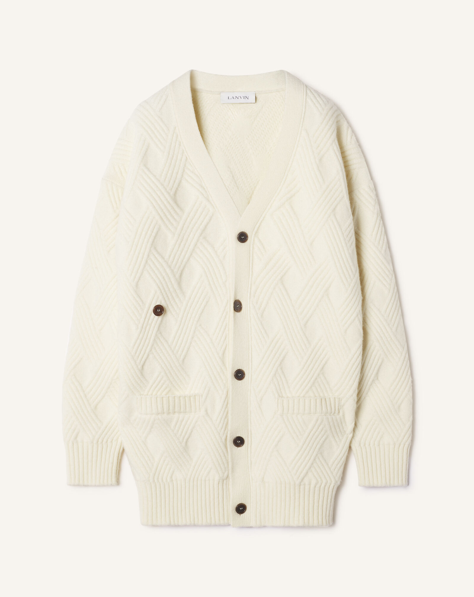 WEITER CARDIGAN AUS GEZOPFTER WOLLE Lanvin WEITER CARDIGAN AUS GEZOPFTER WOLLE Wolkengrau RMCA0004K066A26
