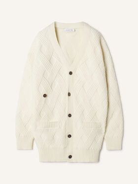 LOOSE-FIT CARDIGAN IN CABLE-KNIT WOOL Lanvin LOOSE-FIT CARDIGAN IN CABLE-KNIT WOOL Cloud RMCA0004K066A26