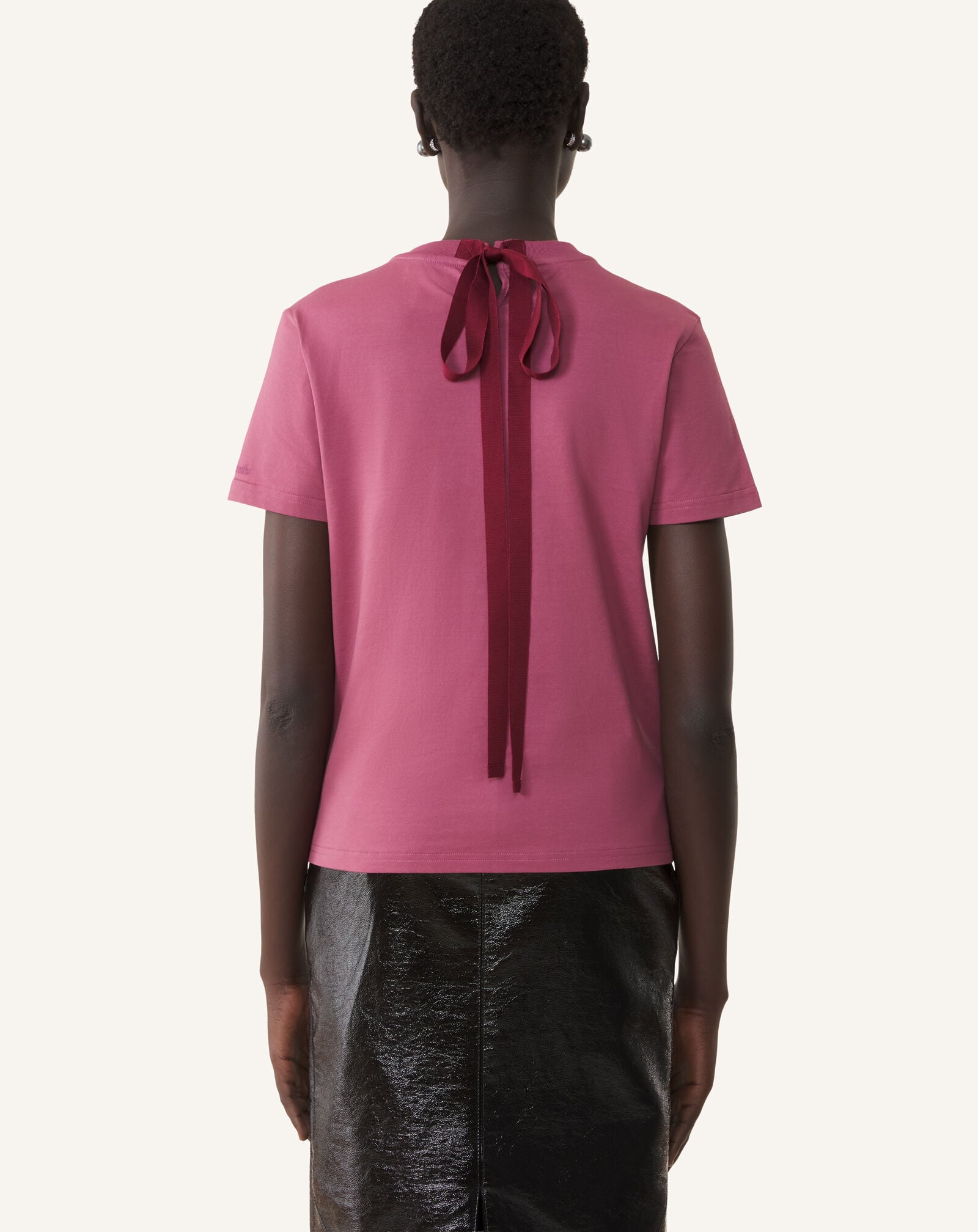 CAMISETA DE ALGODÓN CON DETALLE DE CINTA Lanvin CAMISETA DE ALGODÓN CON DETALLE DE CINTA Rosa otoño RWTS0024J040H25