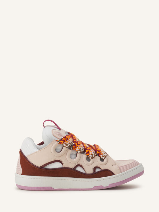 Lanvin CURB SNEAKERS IN LEATHER Light Pink/Camel FUSKDK12BICOE25