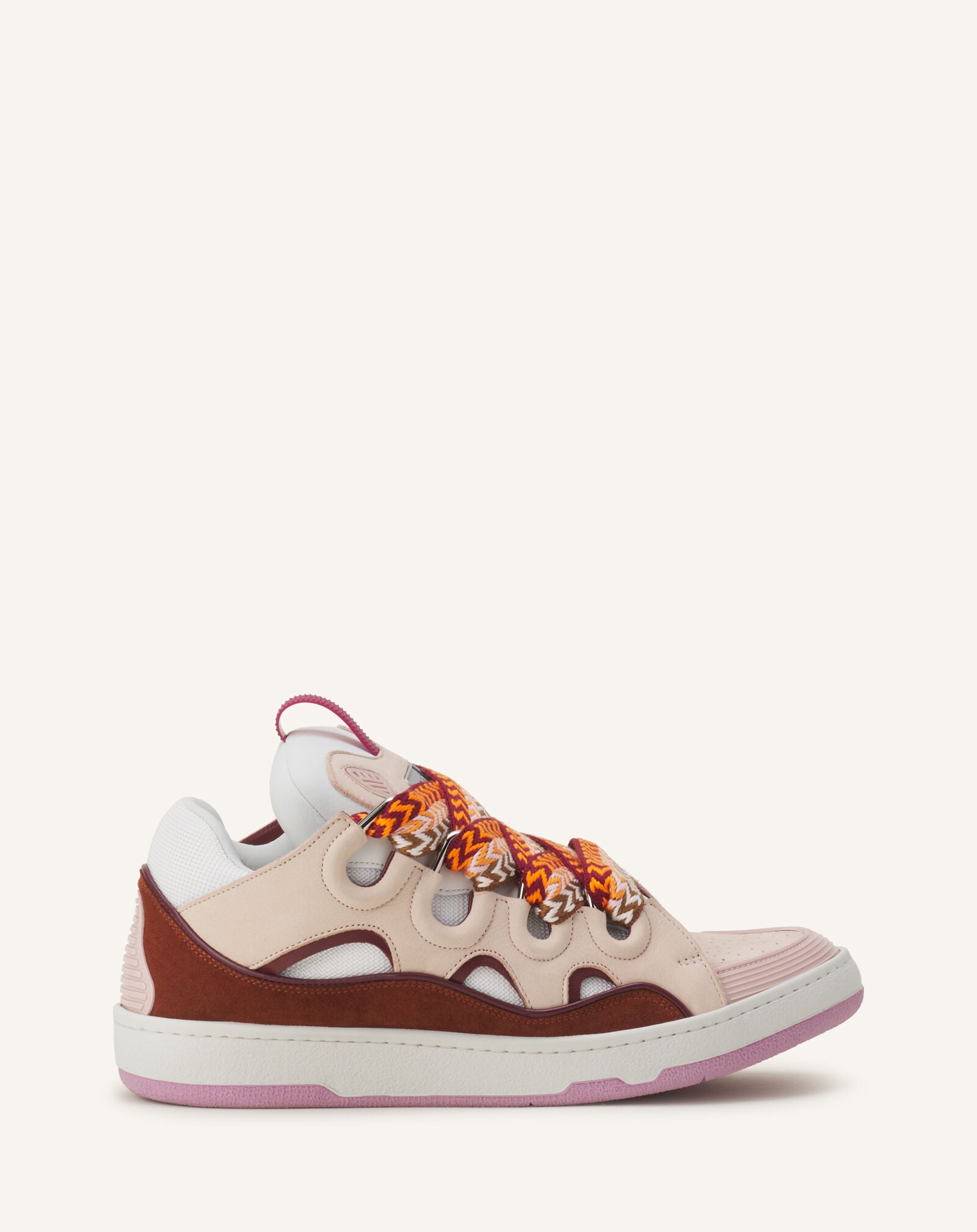 Lanvin CURB SNEAKERS IN LEATHER Light Pink/Camel FUSKDK12BICOE25