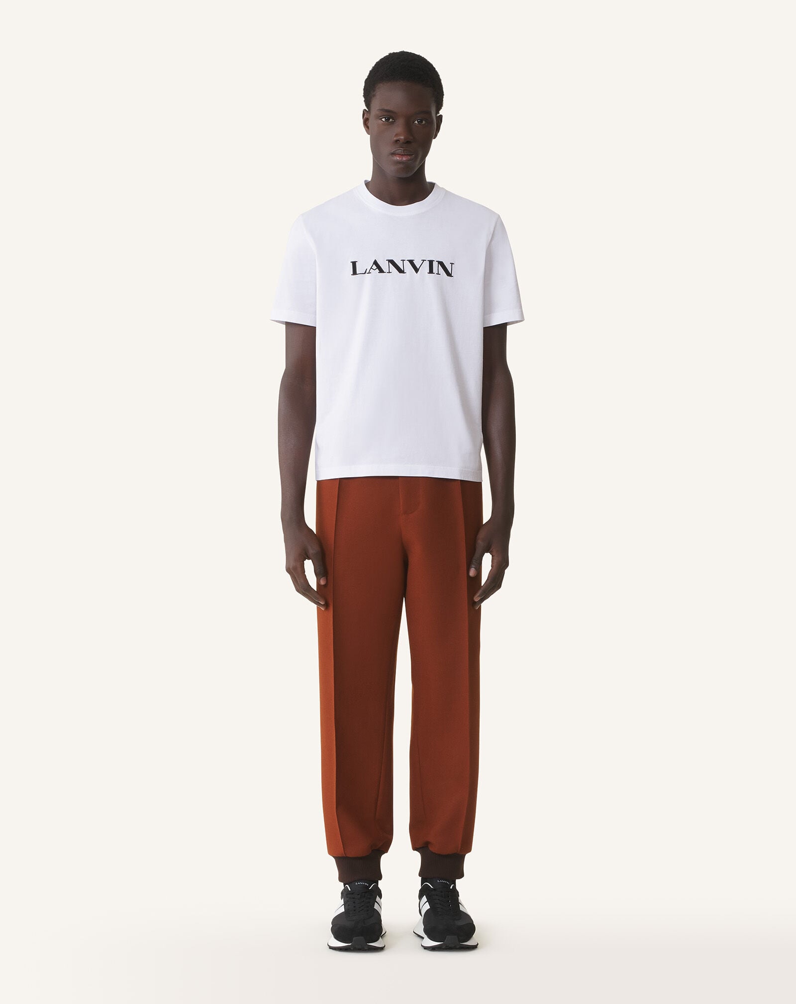T-SHIRT BRODÉ LANVIN EN COTON Lanvin T-SHIRT BRODÉ LANVIN EN COTON Blanc Optique RMTS0012J300H25