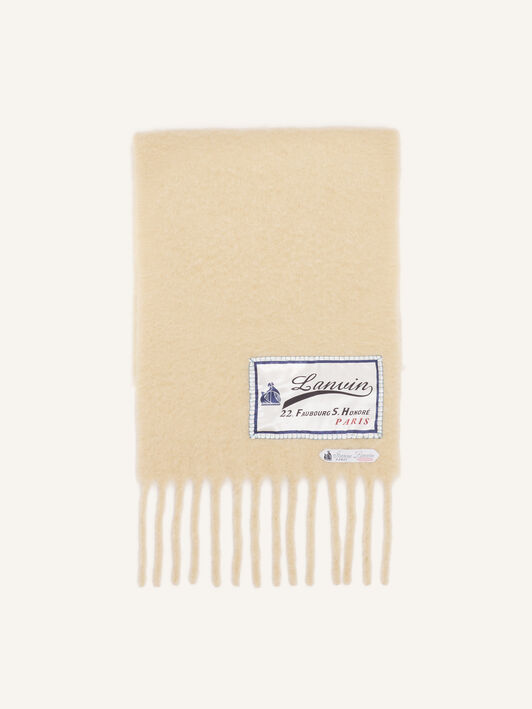 Lanvin ÉCHARPE À FRANGES EN LAINE AVEC ÉTIQUETTE 22 FAUBOURG Creme AMSARSC31VETP26