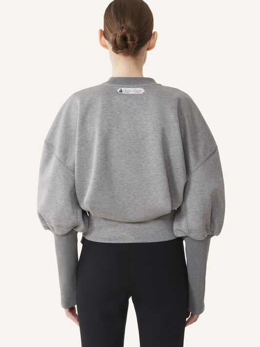 SWEAT CEINTURÉ EN JERSEY DOUBLE FACE Lanvin SWEAT CEINTURÉ EN JERSEY DOUBLE FACE Gris clair/Noir RWSS0007J056A26