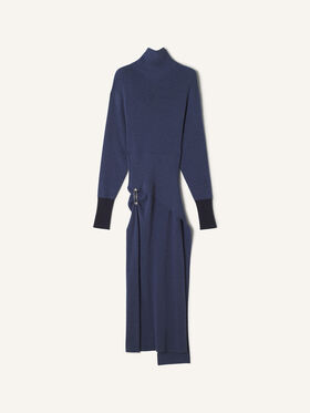 Lanvin ROBE MIDI EN LAINE ET CACHEMIRE Indigo RWDR0040K065H25