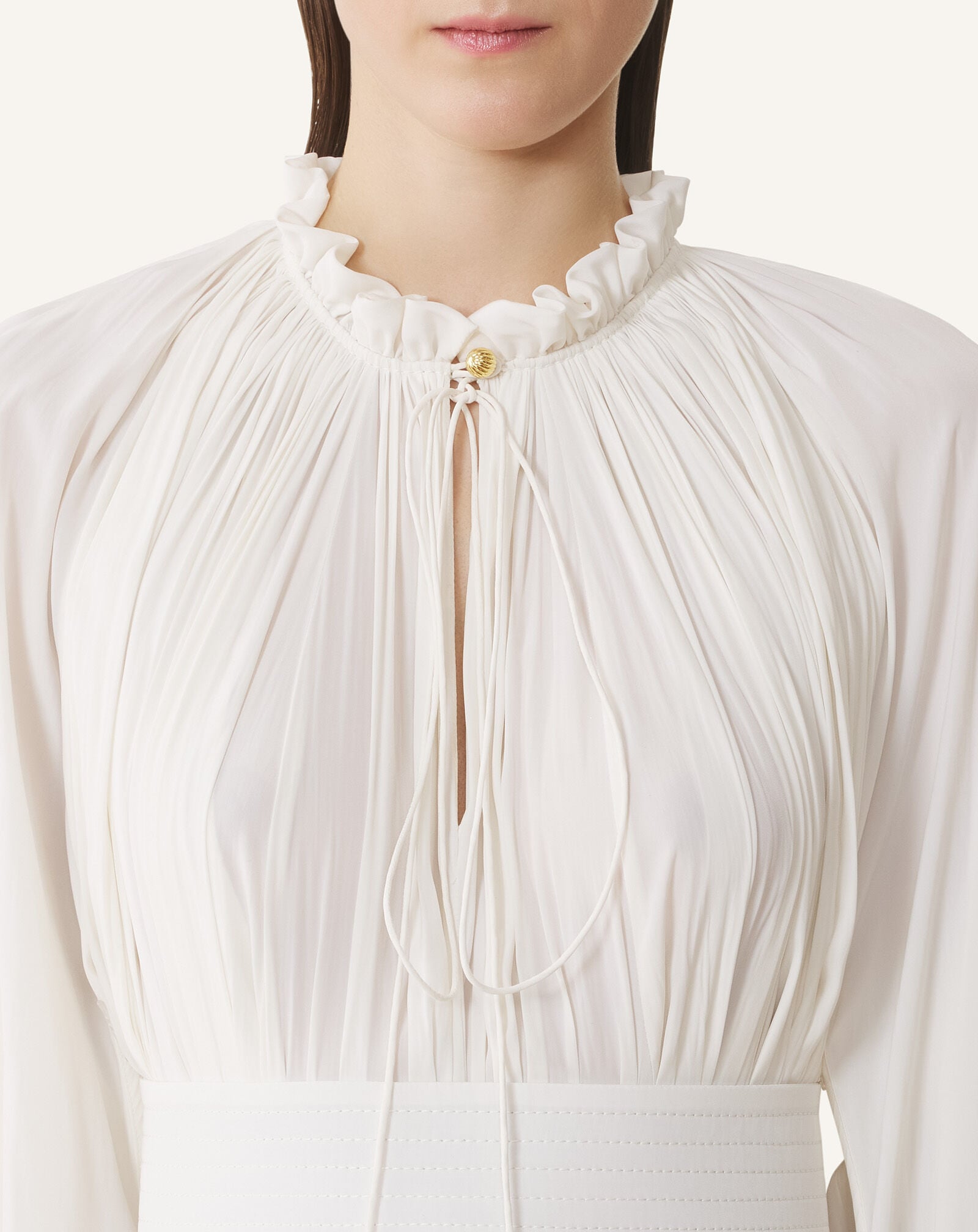 KURZES KLEID AUS CHARMEUSE Lanvin KURZES KLEID AUS CHARMEUSE Gebrochenes Weiß RWDR209U4778H20