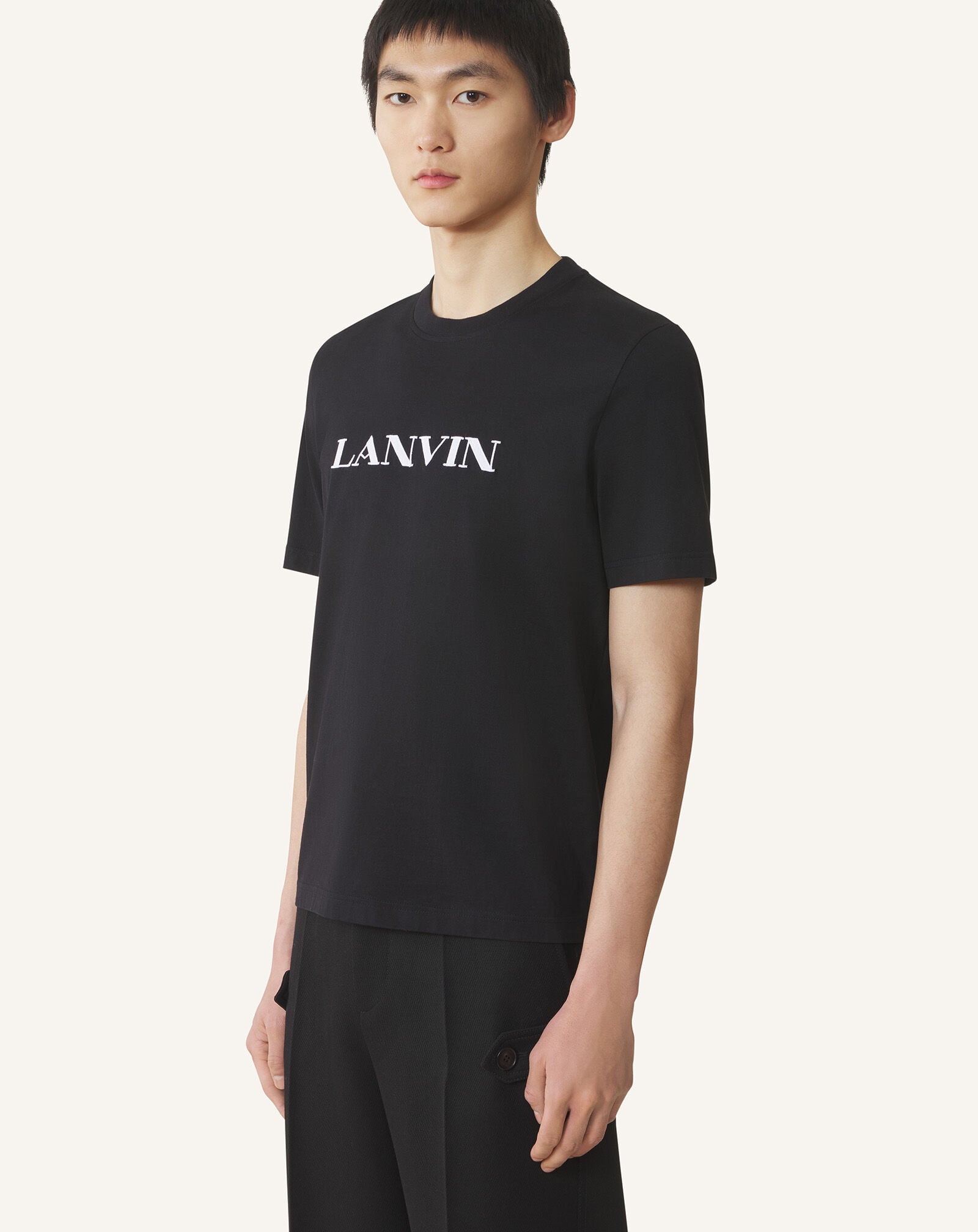 T-SHIRT BRODÉ LANVIN EN COTON Lanvin T-SHIRT BRODÉ LANVIN EN COTON Noir RMTS0012J300H25